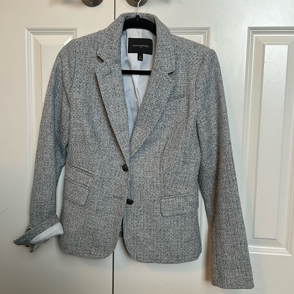 Grey Tweed Blazer By Banana Republic Factory